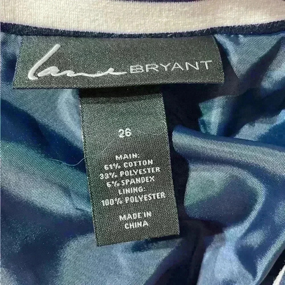 Lane Bryant Navy & White Striped Asymmetrical Zip Blazer Jacket Size 26 Business - Picture 5 of 9